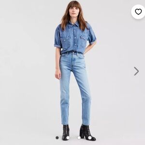 Levis Premium Wedgie Icon Straight Jeans Woman 31 Light Wash High Rise FLAW